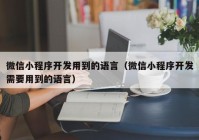 微信小程序开发用到的语言（微信小程序开发需要用到的语言）